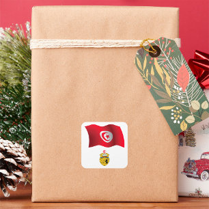 Tunesische vlag en wapenschild Patriottisch Tunesi Vierkante Sticker