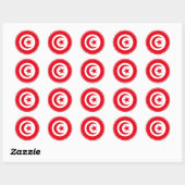 tunesische vlag klassieke ronde sticker (Vel)