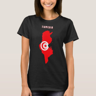 Tunesische vlag op de kaart van het Tunesische T-s T-shirt