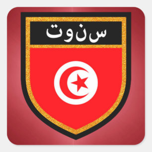 Tunesische vlag vierkante sticker