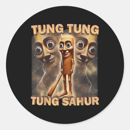 Tung Tung Sahur Funny Meme Brainrot Humor Gen Ronde Sticker (Voorkant)