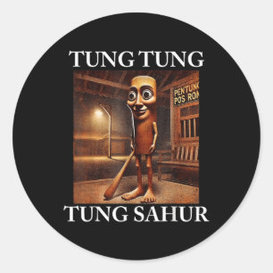 Tung Tung Sahur Italiaanse Hersenrot Meme Grappig Ronde Sticker