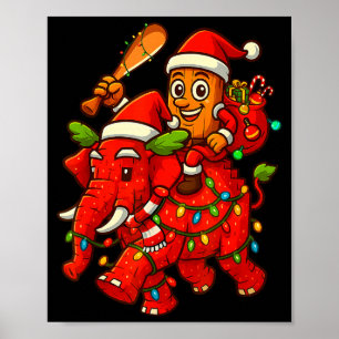 Tung Tung Sahur Olifant Rijden Kerst Italiaans Poster