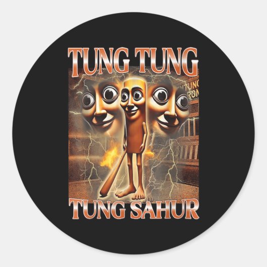 Tung Tung Sahur Ronde Sticker (Voorkant)