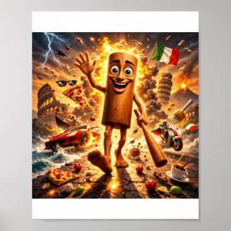 tung tung tung Personnage de Mème en Bois2 Affiche