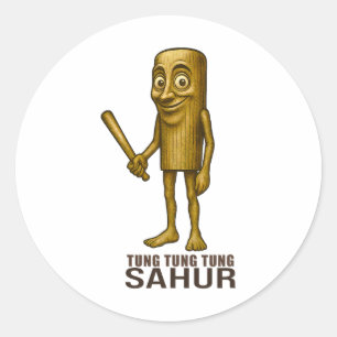Tung Tung Tung Sahur - Grappige Italiaanse Brainro Ronde Sticker