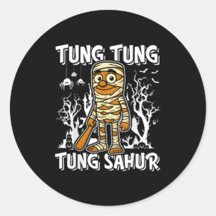Tung Tung Tung Sahur Halloween Mummie Italiaanse H Ronde Sticker
