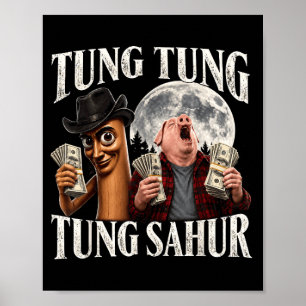 Tung tung tung sahur john pork meme brainrot voor poster