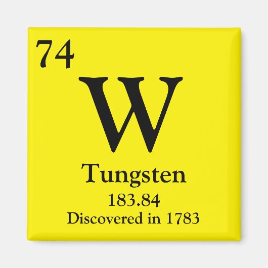 Tungsten Periodieke Tabel Magneet (Voorkant)