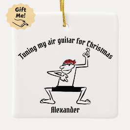 Tuning My Air Guitar voor Kerstmis Keramisch Ornament