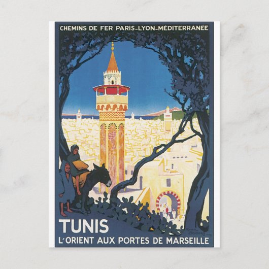 Tunis Vintage Travel Poster Briefkaart (Voorkant)