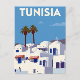 Tunisia Palm Trees Blue & White Art Briefkaart