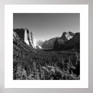Tunnel Uitzicht Yosemite Valley Poster - zwart-wit