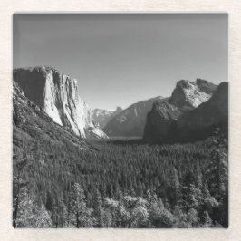 Tunnel Uitzicht Yosemite Valley Zwart-wit Foto Glazen Onderzetter