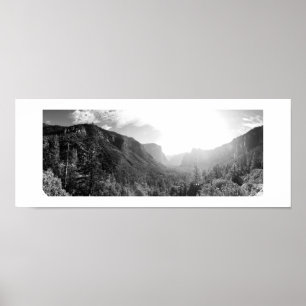 Tunnel View Yosemite Valley Poster - noir et blanc