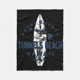 Tunnels Beach Kauai Hawaï Vintage Surfen Fleece Deken