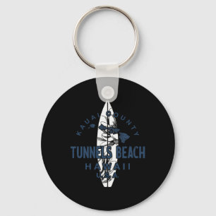 Tunnels Beach Kauai Hawaii Vintage Surfen Sleutelhanger