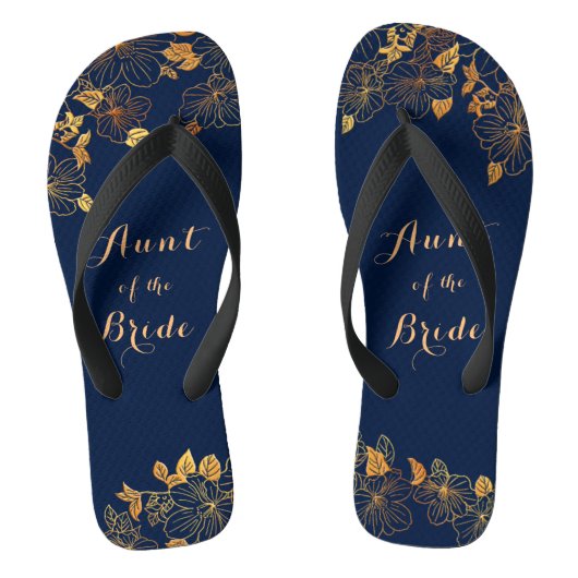 Tunt van de Bride Gold Foliage Navy Blue Teenslippers (Voetbed)