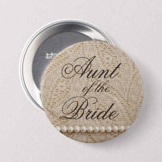 Tunt van de Bride met Lace en Pearls - Button (Voorkant /achterkant)