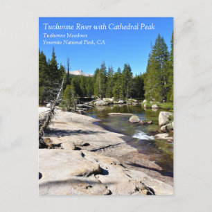 Tuolumne River met Cathedraal Peak, Yosemite, CA P Briefkaart