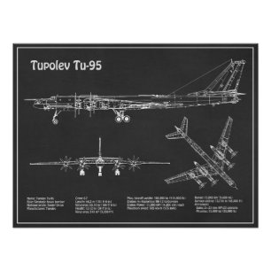 Tupolev Tu-95 - Plannen PD voor de Blauwdruk van h Foto Afdruk