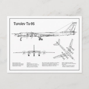 Tupolev Tu-95 - Vliegtuigblauwdruk plannen BD Briefkaart