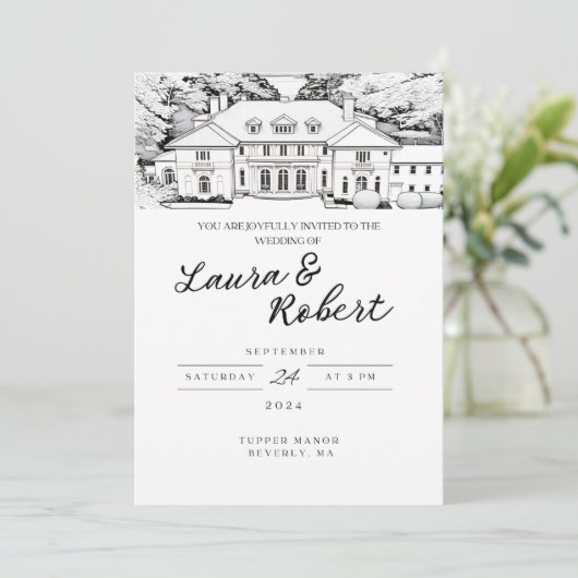 Tupper Manor Massachusetts Aangepaste uitnodiging  (Staand voorkant)