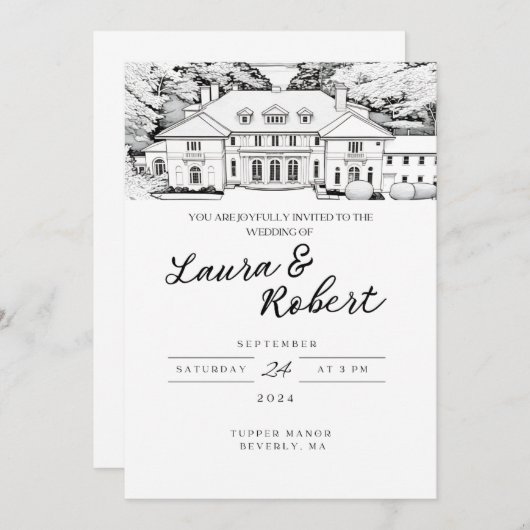 Tupper Manor Massachusetts Invitation de lieu pers (Devant / Derrière)