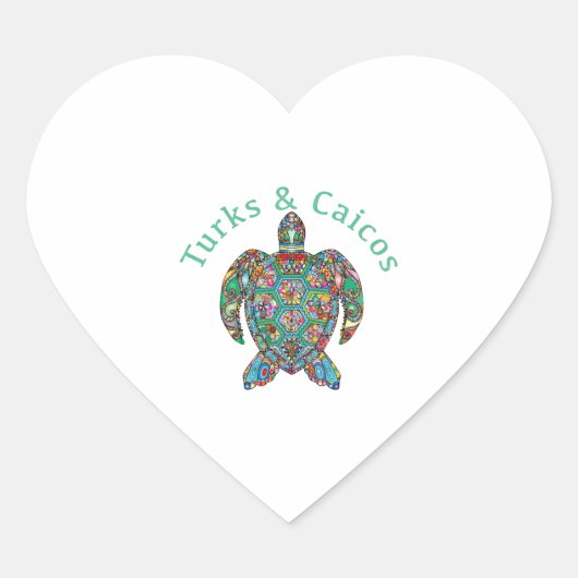 Tur Caicos Tribal Turtle Hart Sticker (Voorkant)