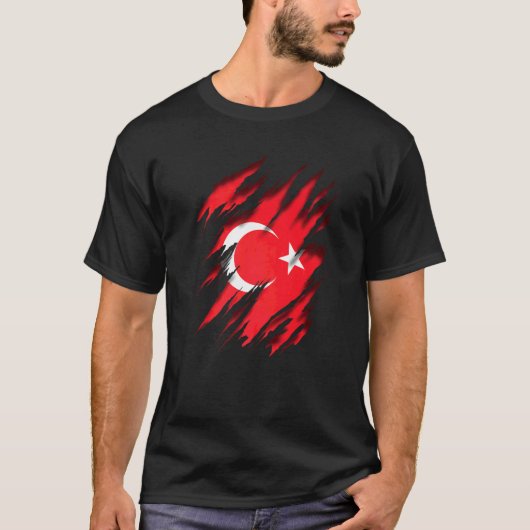 Tur Turk Bayragi Bayrak Turkije T-shirt (Voorkant)