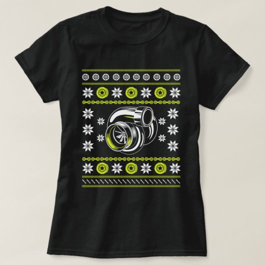 Turbo Car Mechanic Matching Ugly kerstRacing T-shirt (Design voorkant)