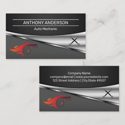 Turbo Fire and Tools Icon Visitekaartje (Voorkant / Achterkant)