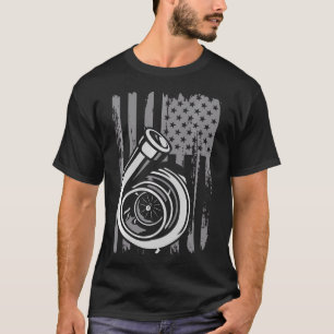 Turbo US Flag Tuner Auto Guy Car Enthusiast Racing T-shirt
