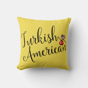 Turc-Américain Coeurs Enmêlés Jeter Coussin