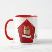 Turc Angora Chat dans un sac de Noël Mug (Gauche)