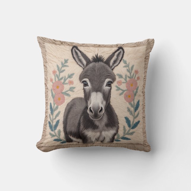Turc noir et blanc Coussin Kilim Donkey (Recto)