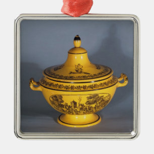 Tureen met zwart afdrukontwerp, c.1820 metalen ornament