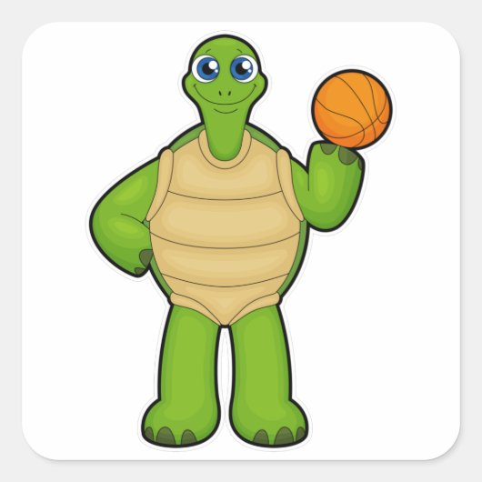 Turf als Basketballspeler met Basketball Vierkante Sticker (Voorkant)