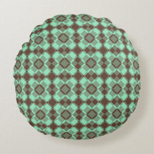 Turf Bruin Geruite Argyle Patroon Rond Kussen
