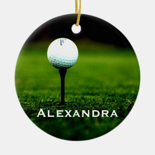 Turf en Golfbal Gepersonaliseerd Ornament (Voorkant)
