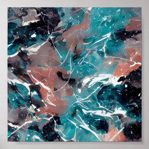 Turf en oranje abstract marmer poster