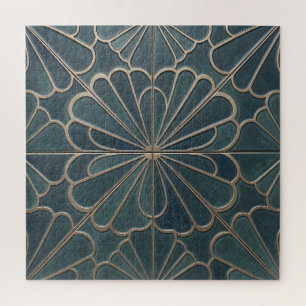 Turf Goud Waaiers Patroon Art Deco Geometrisch Legpuzzel