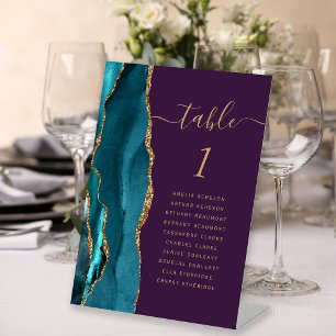 Turf Groen Agate Paarse Tafel Nummer Reclamebord Met Voetstuk