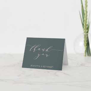 Turf Groen Blush Script Dankjewel Huwelijk Koppel Bedankkaart