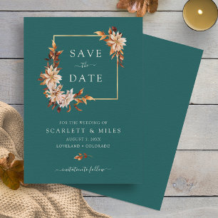 Turf Groen Waterverf Bloemen Bruiloft Save The Date
