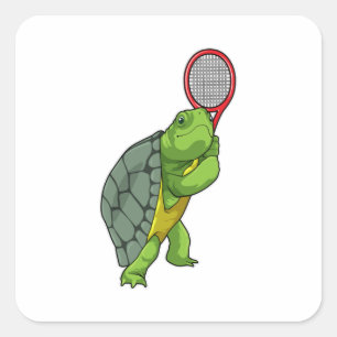 Turf in Tennis met Tennis racket Vierkante Sticker
