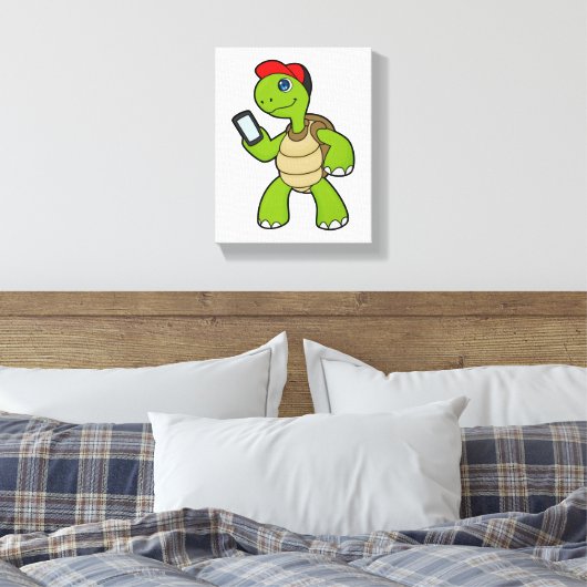 Turf met telefoon en Pet Canvas Afdruk (Insitu (Slaapkamer))