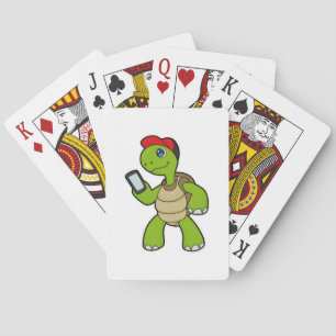 Turf met telefoon en Pet Pokerkaarten