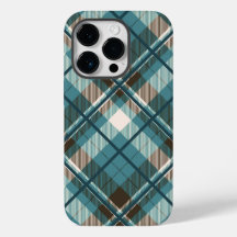 Turfblauw bruin geruit iPhone hoesje
