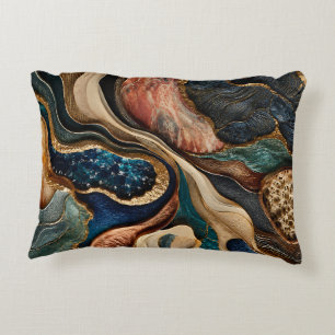Turfblauw en bronzen gouden kussen aardse abstract